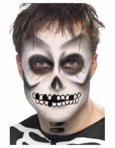 Kit maquillage squelette (peinture du visage, crayon noir et éponge)