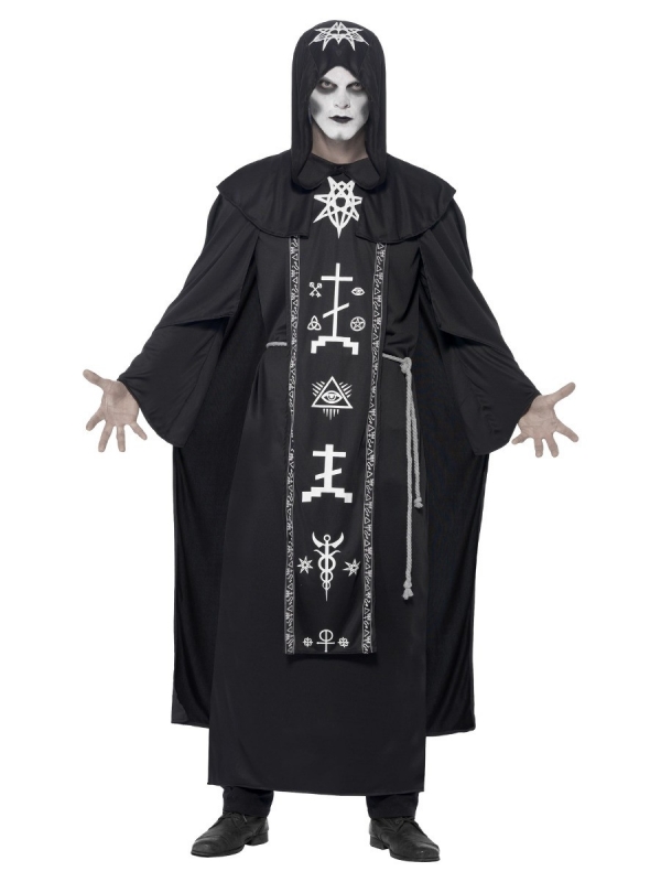 Costume rituels des arts obscurs, Noir, avec robe à capuche et ceinture