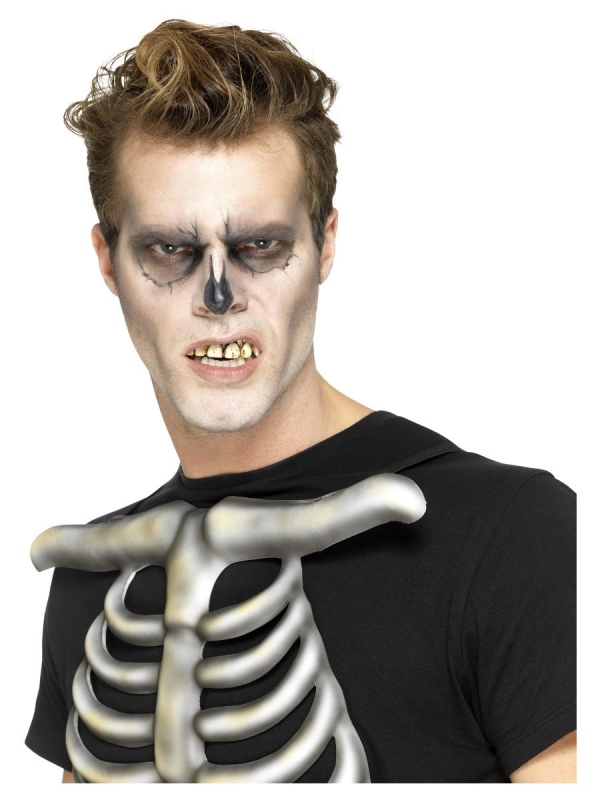 Dents de squelette, Marron, avec perles de fixation