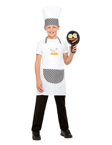 Kit de chef cuisinier, Blanc (tablier, Toque et casserole EVA)