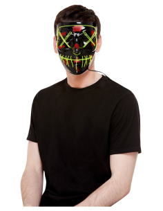 Masque Noir avec coutures, lumineuses (vert fluo)