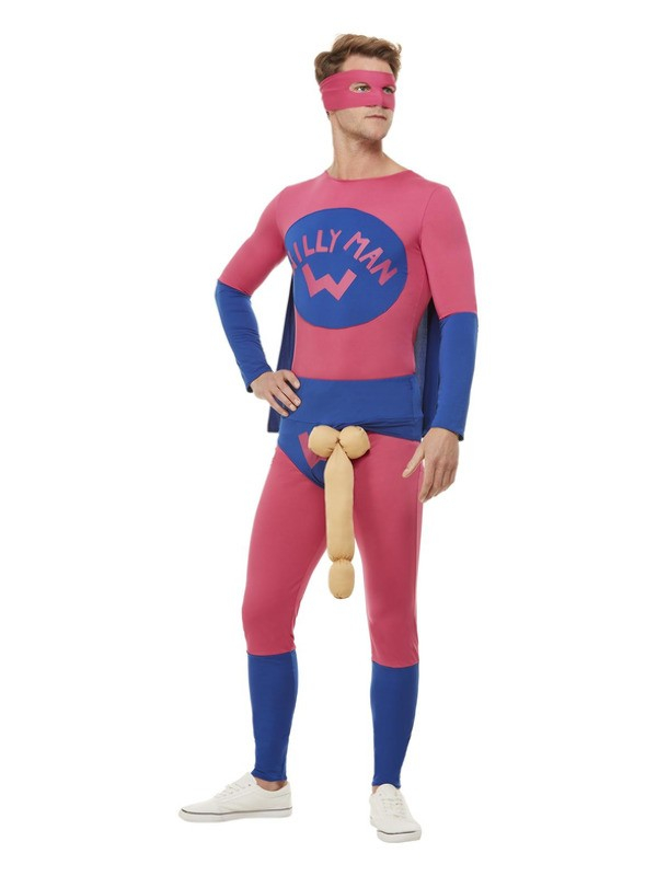 Déguisement de super-héros Willyman, Rose et bleu, avec body, masque et survêtement