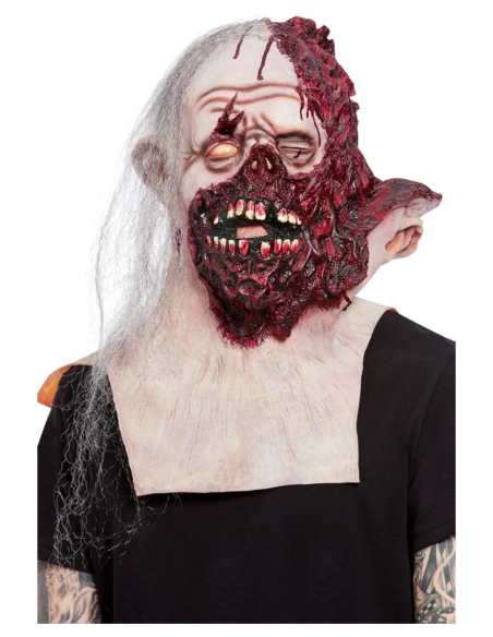 Masque visage brûlé latex, avec cheveux