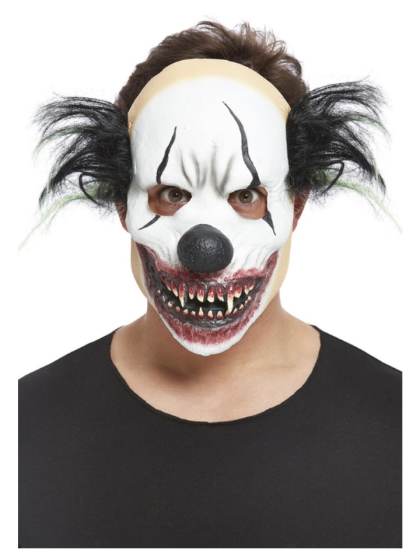 Masque clown maléfique, latex, avec cheveux