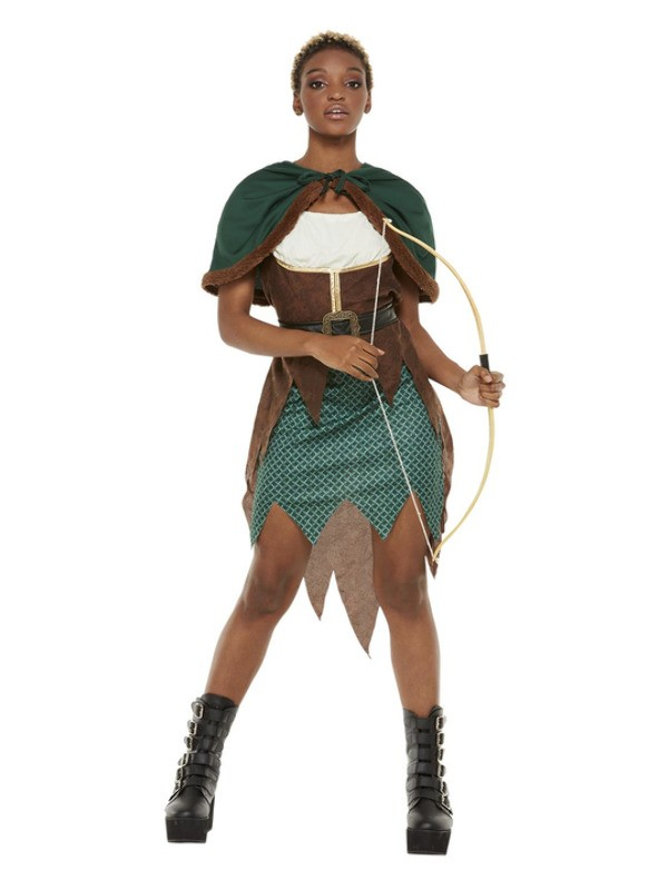 Déguisement de luxe Forest Archer, Vert, Robe et cape à capuche