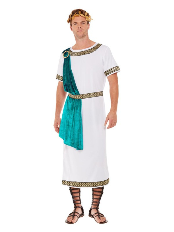 Déguisement de luxe empereur Toga de l'Empire Romain, Blanc, Tout en un, ceinture et bandeau