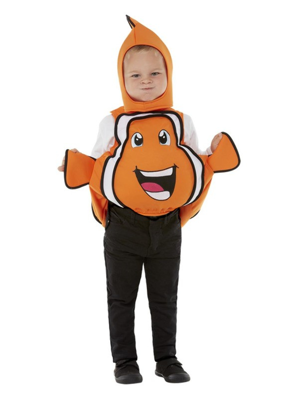 Déguisement de poisson-clown pour tout-petit, Orange, haut et chapeau avec des imprimés de poisson-clown