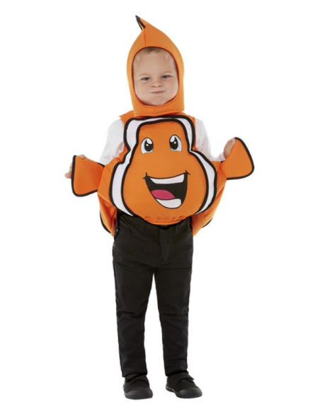 Déguisement de poisson-clown pour tout-petit, Orange, haut et chapeau avec des imprimés de poisson-clown