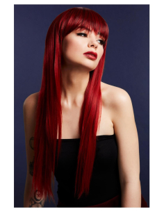 Perruque Fever Jessica, cheveux long, Rouge rubis, 66 cm