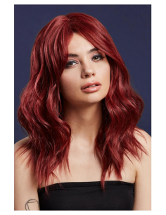 Perruque Fever Ashley, bicolore, Rouge rubis, 48 cm