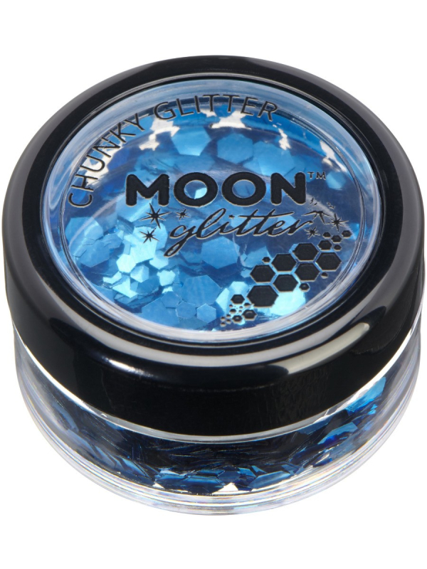 Grosses Paillettes Bleues Visage et Corps 3 g – Moon Glitter