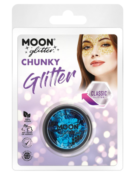 Grosses Paillettes Bleues Visage et Corps 3 g – Moon Glitter
