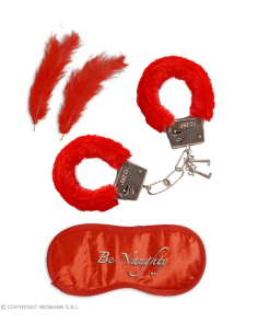 Set pour amoureux (menottes en fourrure, bandeau, 2 plumes) 2