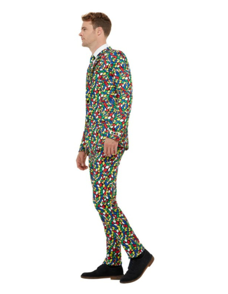 Costume Sexy Homme, motif RUBIKS  CUBE (veste, pantalon, cravate)