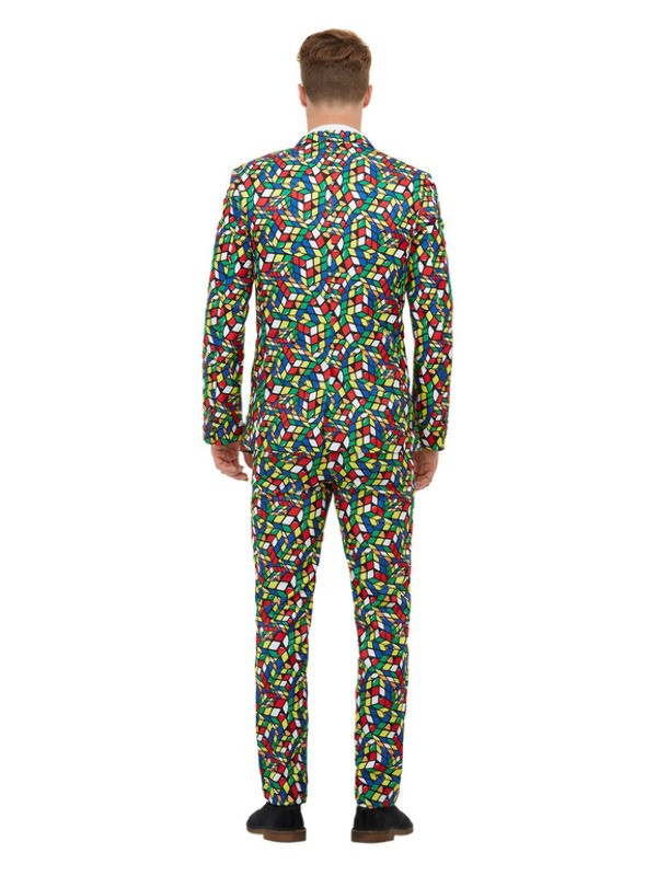 Costume Sexy Homme, motif RUBIKS  CUBE (veste, pantalon, cravate)