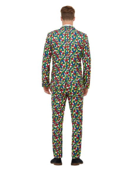 Costume Sexy Homme, motif RUBIKS  CUBE (veste, pantalon, cravate)