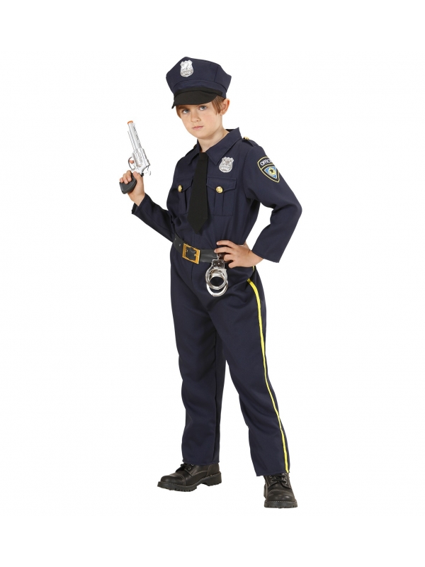 Déguisement policier garçon noir (chemise avec cravate, pantalon, casquette)