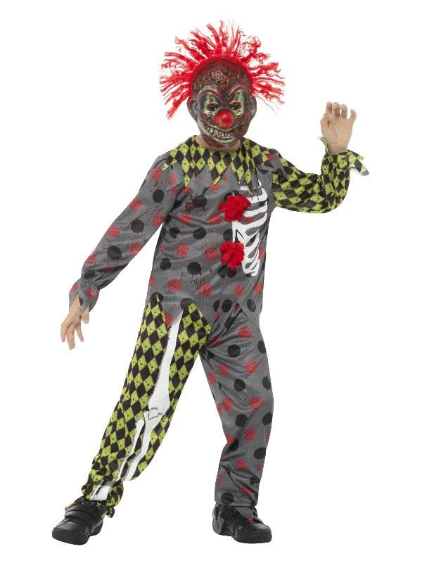 Déguisement clown fou enfant (haut, pantalon et masque en EVA avec cheveux) | Déguisement Enfant