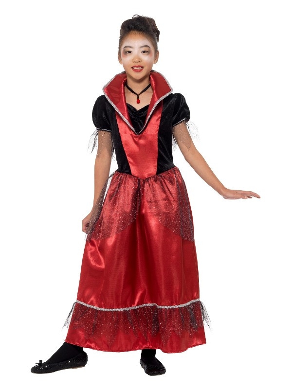 Déguisement fille princesse vampire (robe longue rouge et noir)| Déguisement Enfant