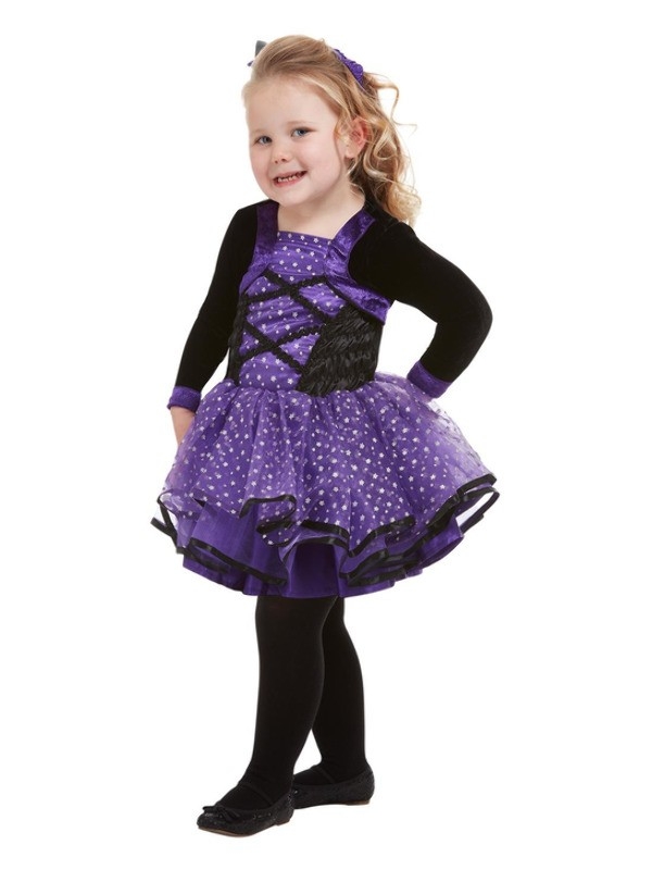 Déguisement Sorcière noir et violet fille - 1 à 4 ans (robe et chapeau)