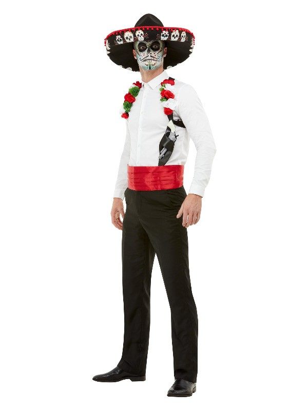 Déguisement Jour des Morts Rouge Homme (sombrero, holster, ceinture)