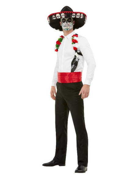 Déguisement Jour des Morts Rouge Homme (sombrero, holster, ceinture)