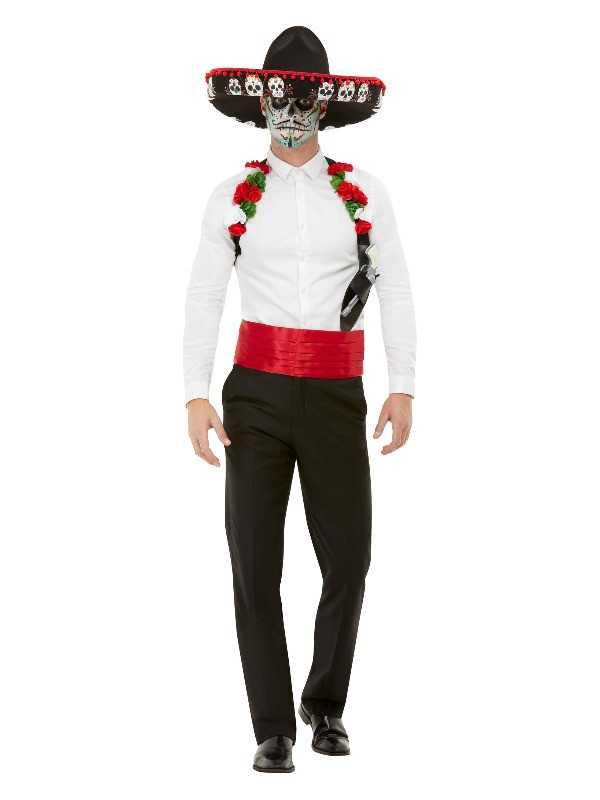 Déguisement Jour des Morts Rouge Homme (sombrero, holster, ceinture)