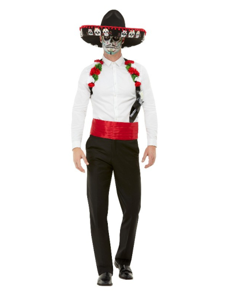Déguisement Jour des Morts Rouge Homme (sombrero, holster, ceinture)