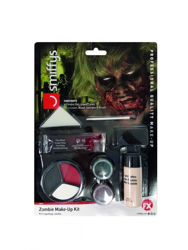 Kit Maquillage Multicolore Zombie (salet, peinture visage, latex liquide, sang)