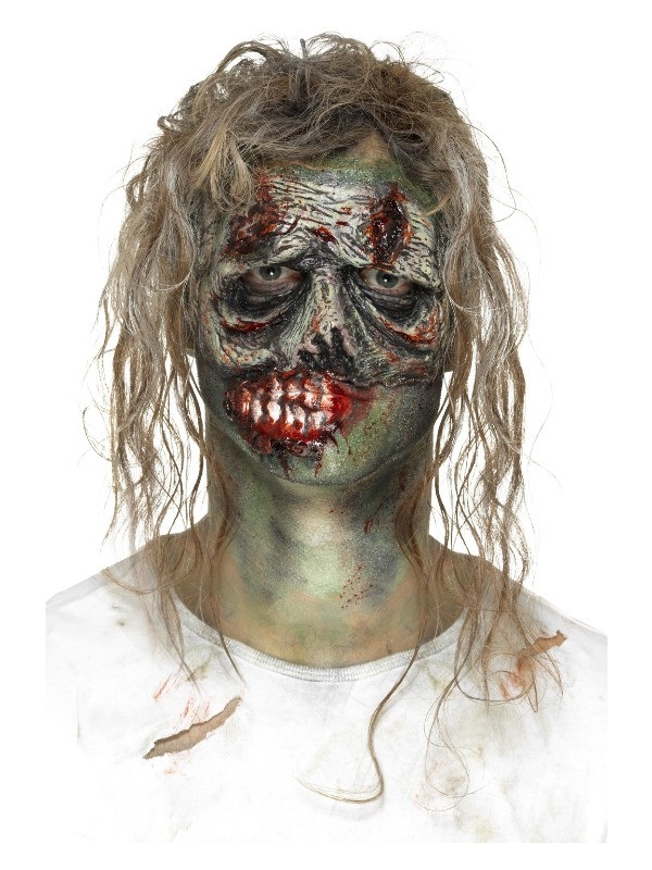 Prothèse en mousse latex, oeil de zombie vert avec adhésif