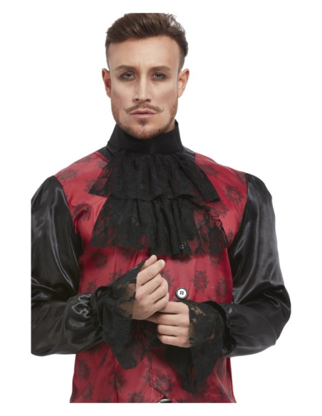 Ensemble col à jabot et manchette en dentelle noire (mixte)