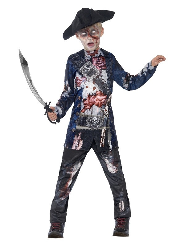 Déguisement Pirate Zombie Luxe, Garçon (haut, pantalon, tricorne)