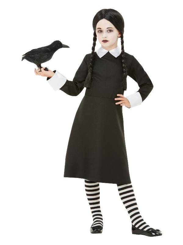 Déguisement Écolière Gothique noir, fille (robe et perruque)