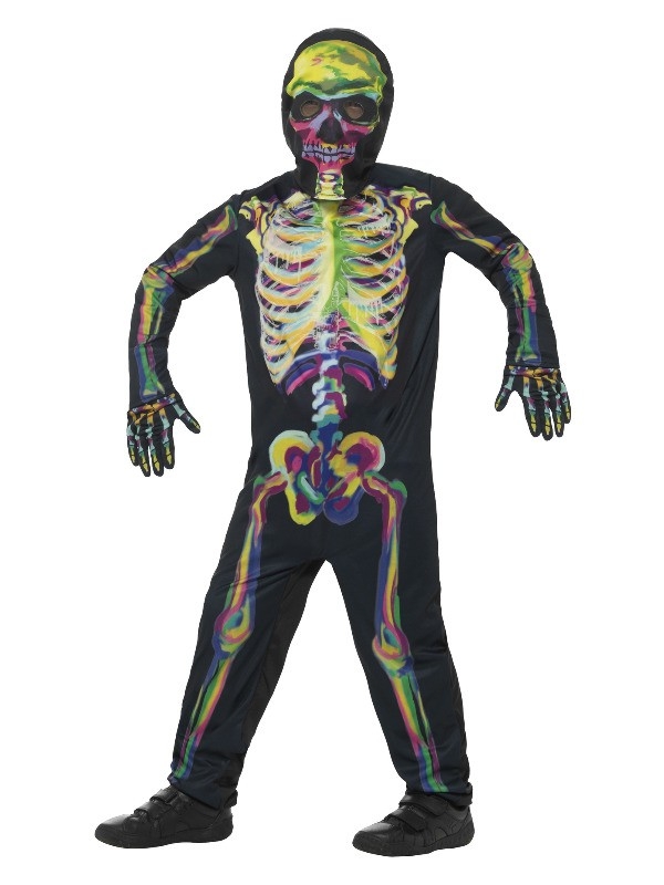 Déguisement Squelette enfant phosphorescent (combinaison, masque et gants)