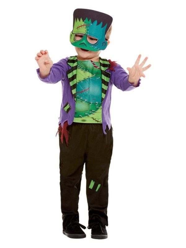 Déguisement Monstre vert enfant, taille (1 - 4 ans ,haut, pantalon et masque/chapeau)