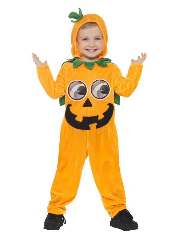 Déguisement Citrouille pour tout petit 1 à 4 ans (combinaison avec capuche et yeux en 3 D)