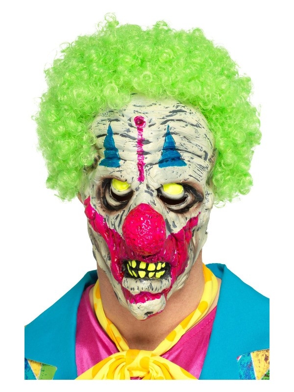 Masque intégral clown avec cheveux (effet Néon UV)