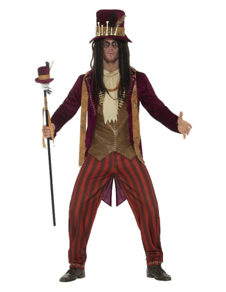Déguisement sorcier vaudou Deluxe (veste, gilet, pantalon, colliers et chapeau)