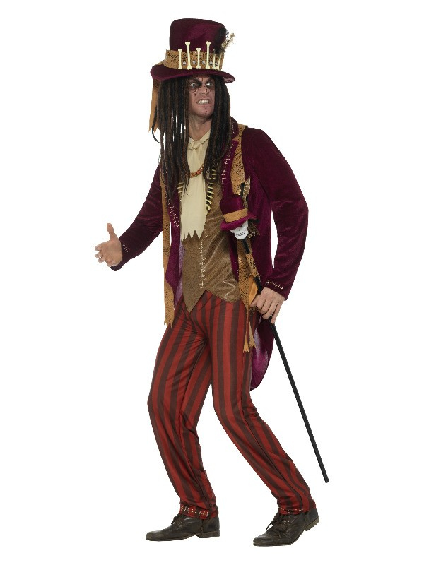 Déguisement sorcier vaudou Deluxe (veste, gilet, pantalon, colliers et chapeau)