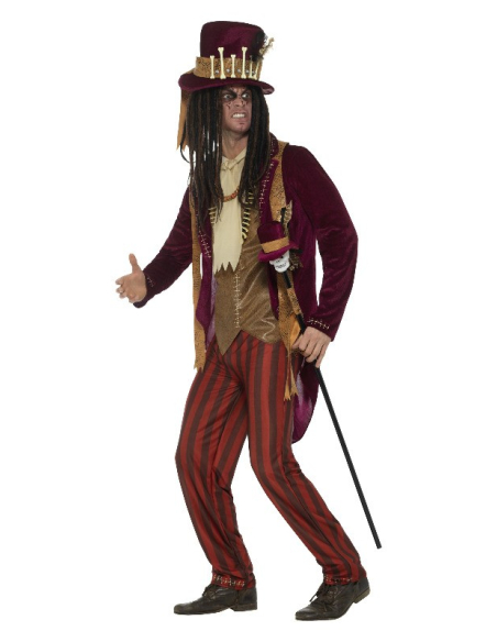 Déguisement sorcier vaudou Deluxe (veste, gilet, pantalon, colliers et chapeau)