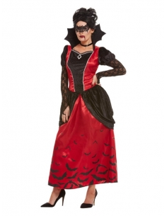 Déguisement femme vampire gothique, Noir (robe et masque pour les yeux)