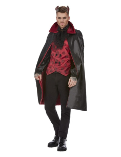 Déguisement Diable, Homme rouge et noir (haut, cape et cornes) 2