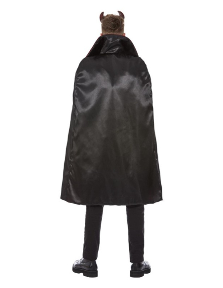 Déguisement Diable, Homme rouge et noir (haut, cape et cornes)