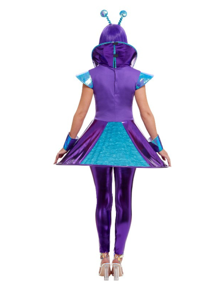 Déguisement Extra-Terrestre femme multicolore (robe, leggings, manchettes et serre-tête