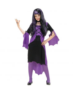 Déguisement de Vampire fille noir et violet ( robe et tour de cou)
