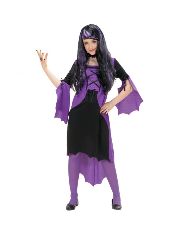 Déguisement de Vampire fille noir et violet ( robe et tour de cou)