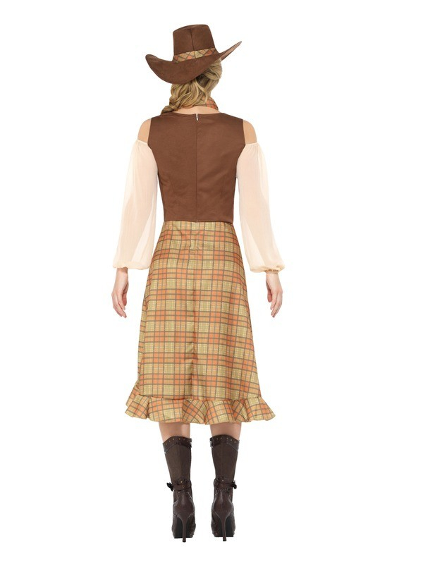 Déguisement de cow-girl, Marron (robe, chapeau et foulard)