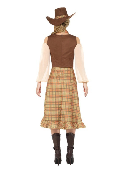 Déguisement de cow-girl, Marron (robe, chapeau et foulard)