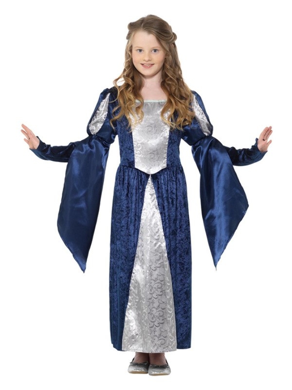 Déguisement Médiéval, fille, bleu et argent (robe)