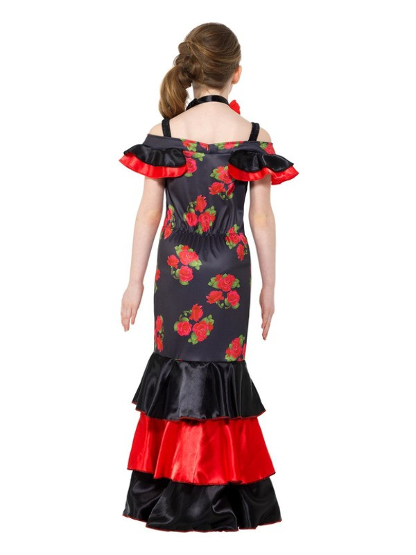 Déguisement Flamenco, fille, rouge et noir (robe et ras de cou)